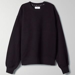 Aritzia Oversized Crew (black satin)